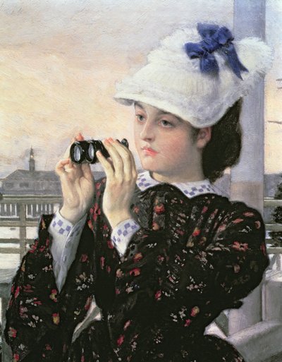 La figlia del capitano, dettaglio della ragazza con il binocolo (dettaglio) da James Jacques Joseph Tissot